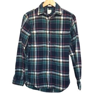 𝅺j. Crew Factory plaid tailored fit flannel button front shirt shacket XS